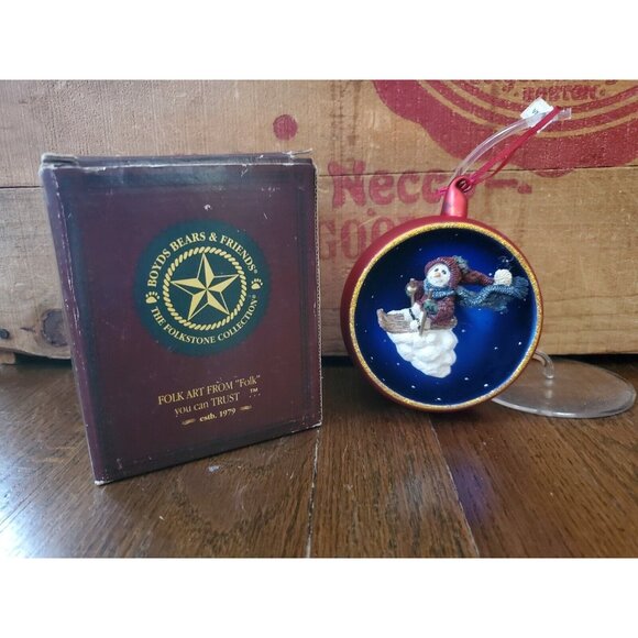 Boyds Bears Folkstone: Jacques...Starlight Skier #25950 Retired Ornament Snowman - Picture 1 of 10